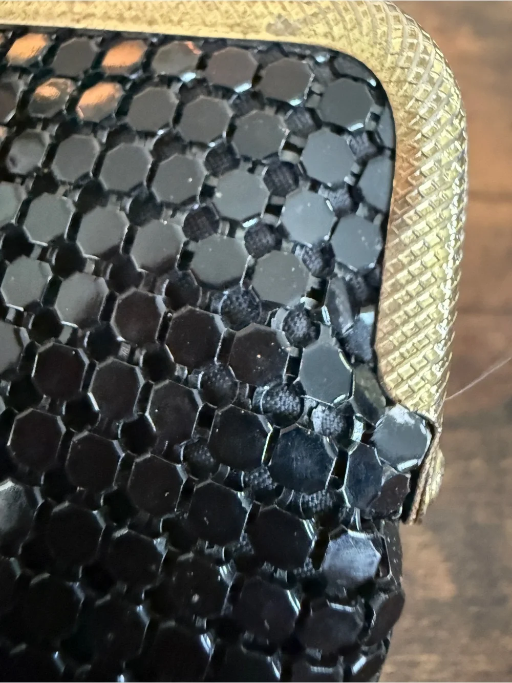 Black Sequin Kiss-Lock Evening Pouch